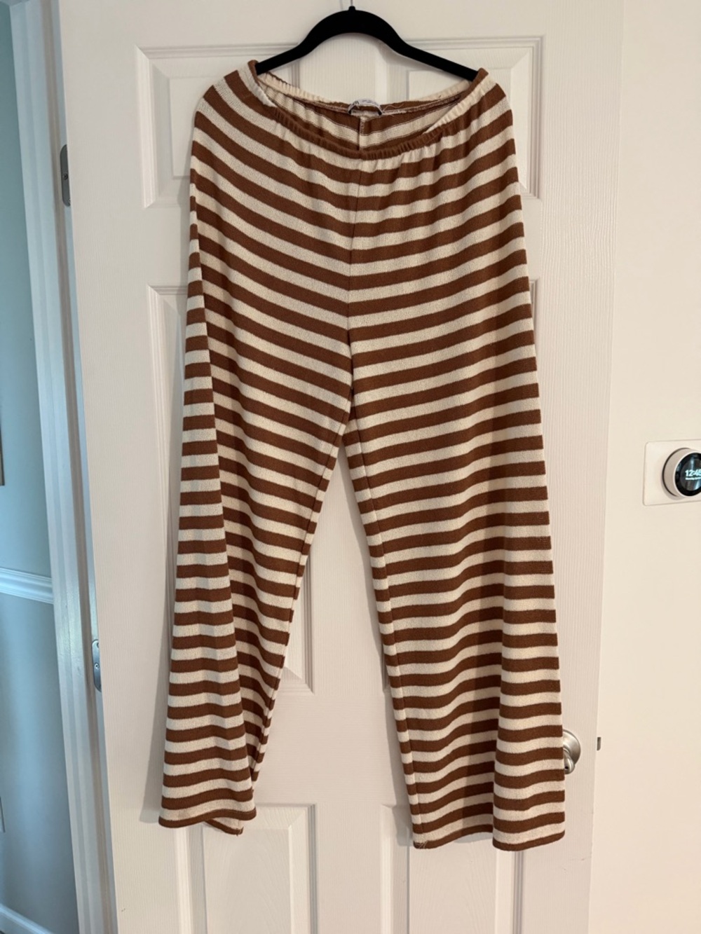 ZARA Striped Knit Lounge Pants - Brown & Cream - L